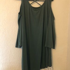Navy green dress with tassels